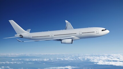 Obraz premium A white airplane is flying through the sky