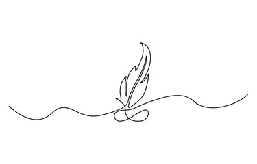 Continuous Line Drawing of Feather Icon. Hand Drawn Symbol Vector Illustration, Feather single line vector illustration, Editable line vector.