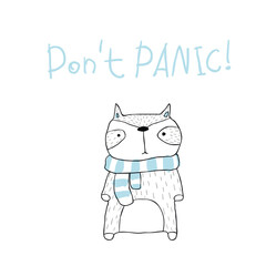 Cute raccoon vector animals in scandinavian style for children. Hand drawn contour illustration.