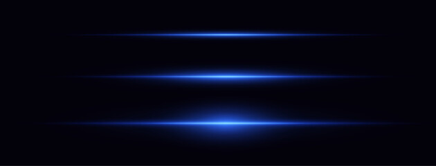 Glowing stripes. Laser beams. light lines of movement and speed in neon color.Beautiful flash of light and sparks.Laser lines of light. Horizontal neon light. Neon blue horizontal speed lines.