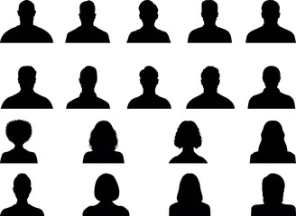 Avatar profile male and female face silhouette or icon. Unknown or anonymous person. Vector illustration