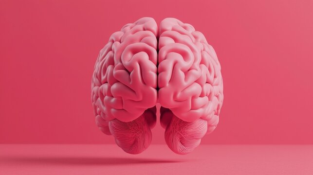 Marketing research reveals consumer insights. Pink brain model against a vibrant pink background.