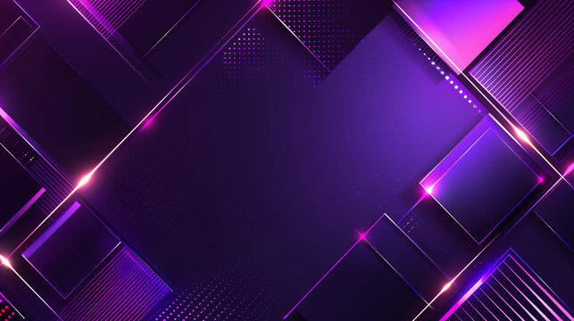 purple background geometric shapes glowing lines dark gradient tech theme futuristic metallic texture