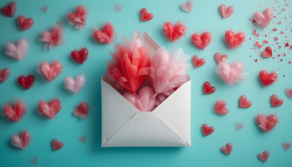Envelope with heart-shaped decorations