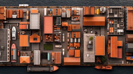 Transportation business logistics hub aerial view urban environment