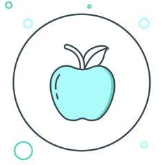 Line Apple icon isolated on white background. Fruit with leaf symbol. Colorful outline concept. Vector