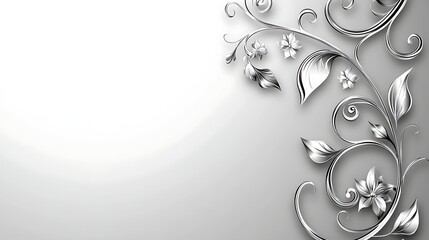 Elegant Silver Floral Design on Grey Background