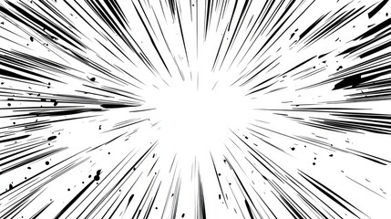 Comic Speed Lines, Radial And Straight Dynamic Vector Rays, Used In Manga, Anime, And Cartoons To Depict Action, Motion