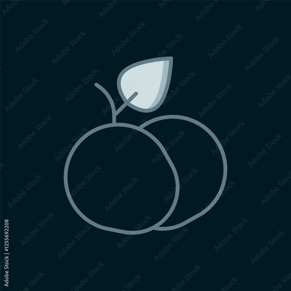 Poster line mango fruit icon isolated on black background. flat filled outline style with shadow. vector