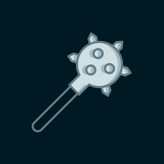 Obraz premium Line Medieval chained mace ball icon isolated on black background. Morgenstern medieval weapon or mace with spikes. Flat filled outline style with shadow. Vector
