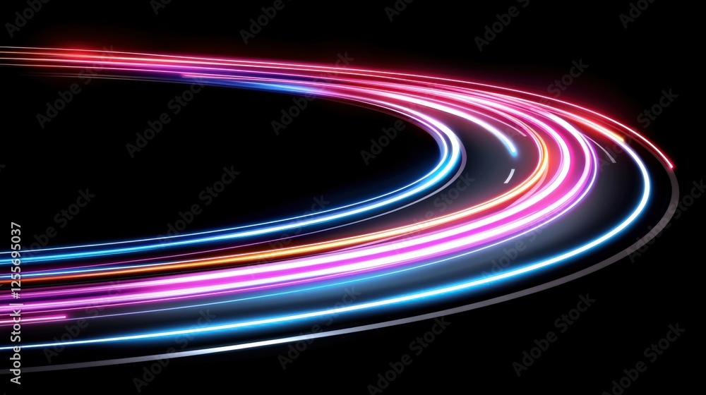 Aufkleber dynamic light trails create vibrant patterns in dark space abstract art modern digital design nightt