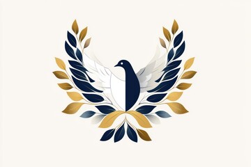 Obraz premium A dove surrounded by golden and green leaves represents the Holy Spirit, embodying purity and grace, central to Maundy Thursday and Palm Sunday celebrations