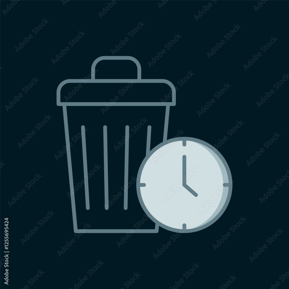 Poster line waste of time icon isolated on black background. trash can. garbage bin sign. recycle basket ic
