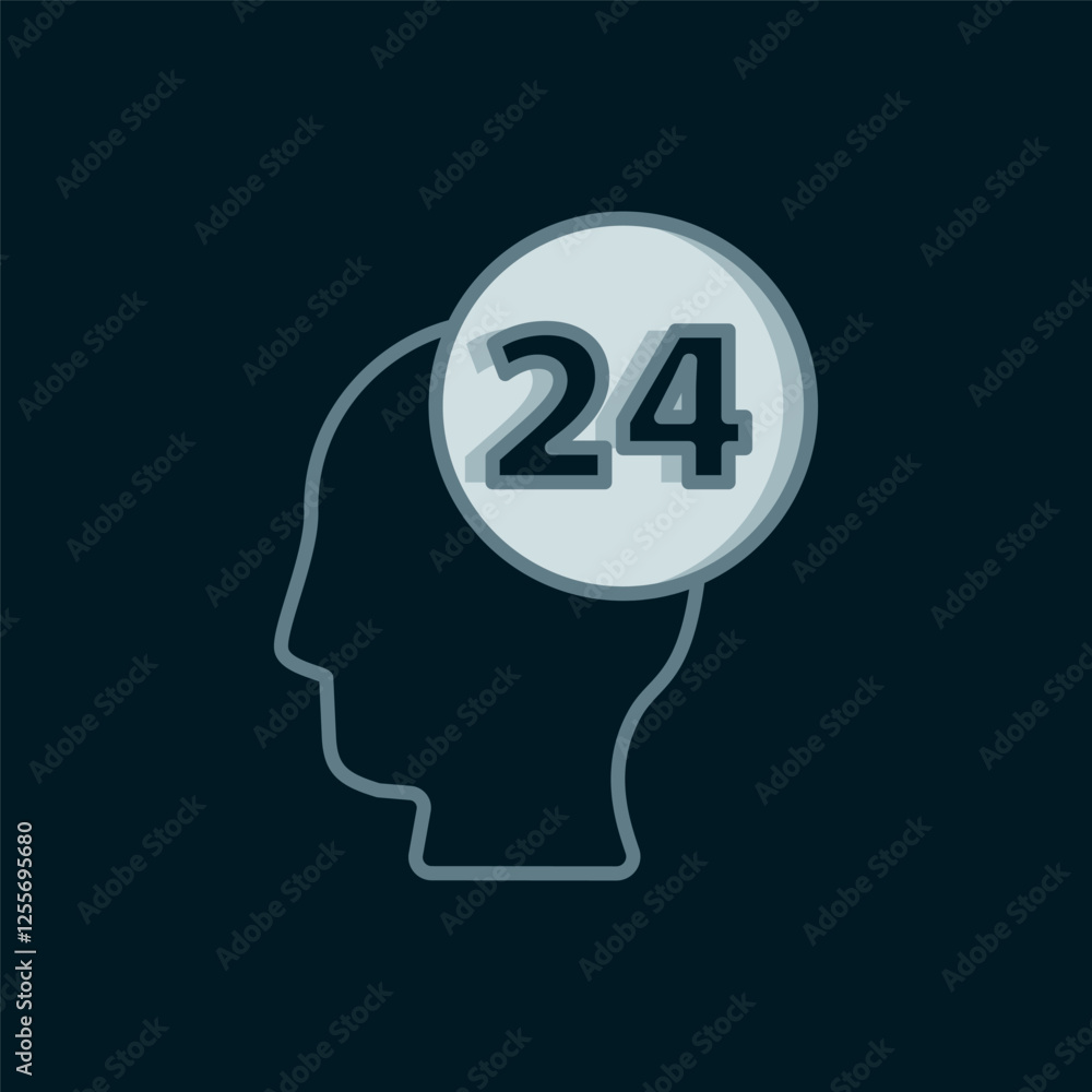 Poster line support operator in touch icon isolated on black background. concept for call center, client su