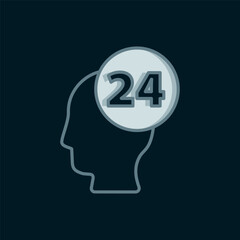 Line Support operator in touch icon isolated on black background. Concept for call center, client support service. Flat filled outline style with shadow. Vector