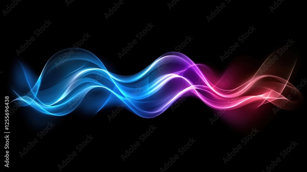 Poster dynamic waves of light abstract digital art colorful display dark background visual concept for crea