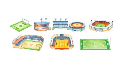 Diverse Stadiums Soccer Football Rugby Fields Arenas