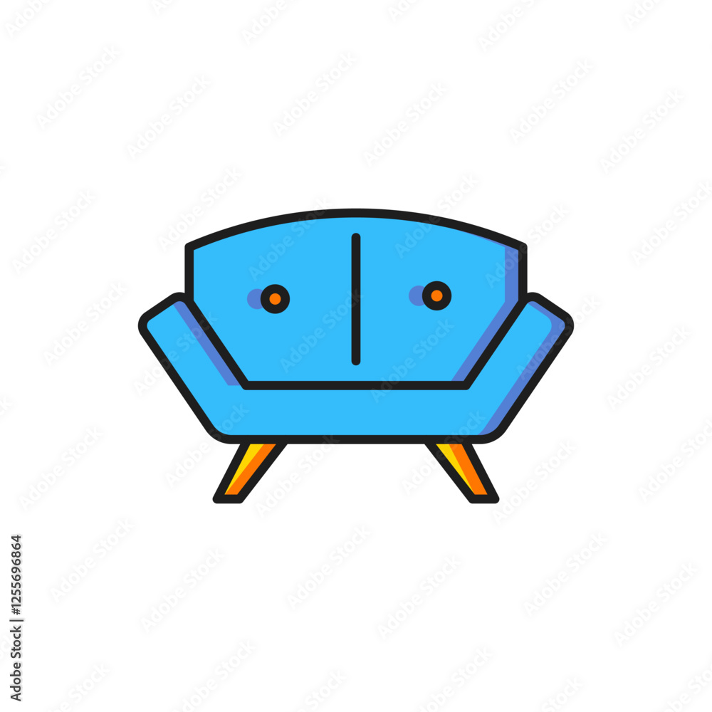 Poster color sofa icon isolated on white background. flat filled outline style with shadow. vector