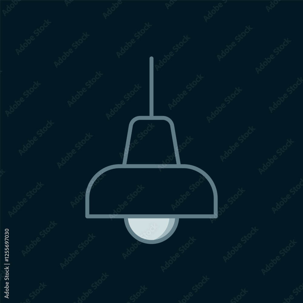 Aufkleber line lamp hanging icon isolated on black background. ceiling lamp light bulb. flat filled outline st