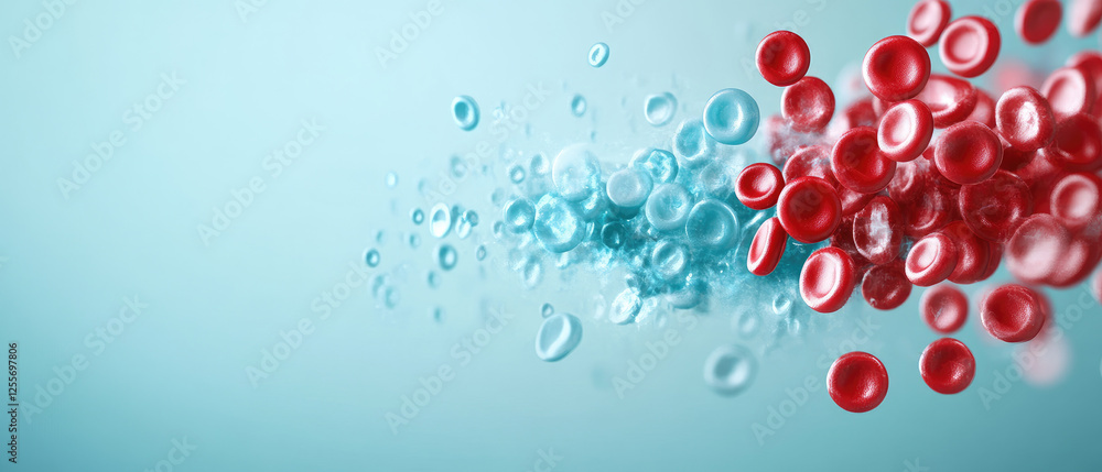Poster visualizing the flow of deoxygenated and oxygenated blood in arteries a flat design illustration for