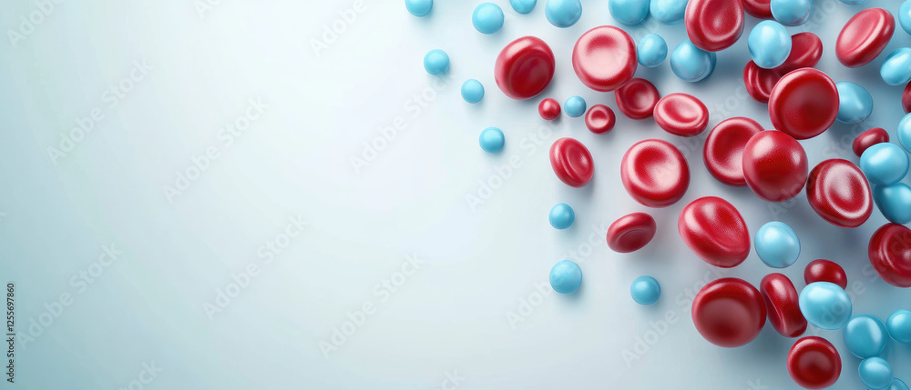 Poster illustrating the flow of deoxygenated and oxygenated blood in arteries a flat design perspective on 