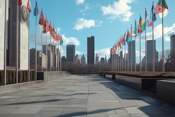 A vibrant collection of national flags from different countries proudly displayed