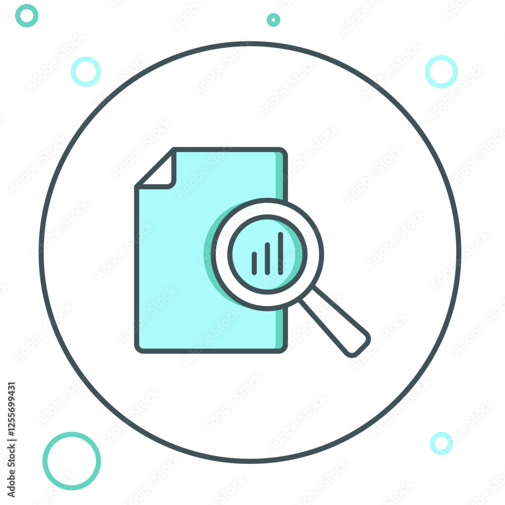 Poster line document with graph chart icon isolated on white background. report text file icon. accounting 