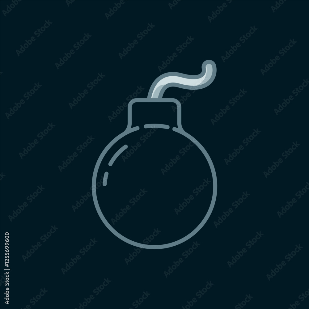 Poster line bomb ready to explode icon isolated on black background. flat filled outline style with shadow.