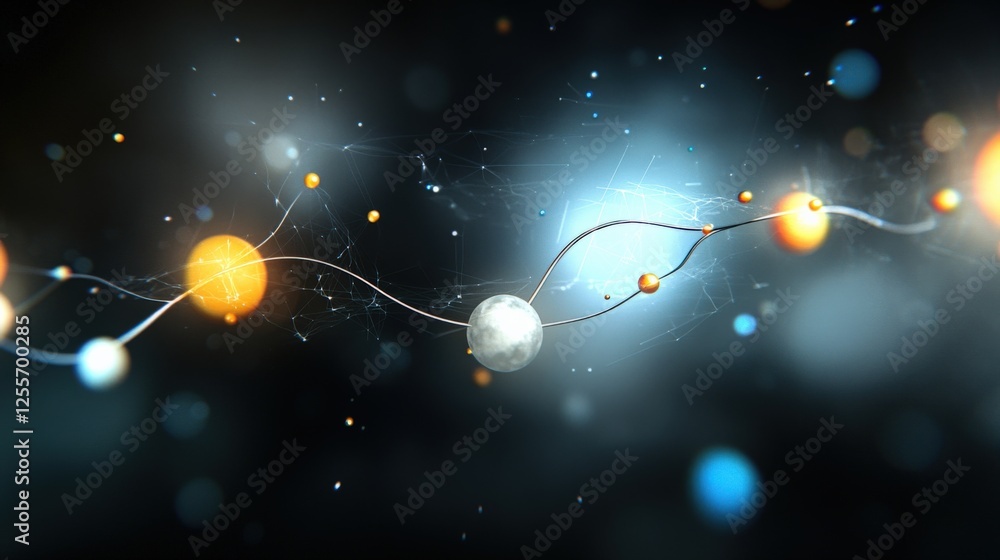 Poster dynamic molecular interaction simulation laboratory digital art scientific environment close-up view