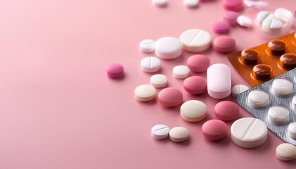 pills on pink background