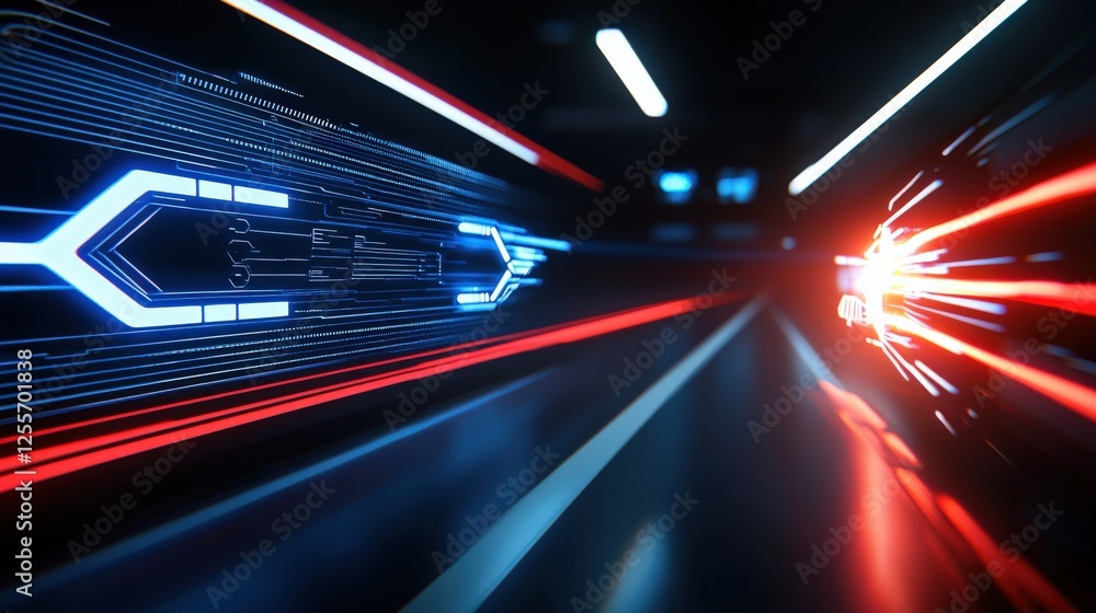 Aufkleber high-speed action sequence futuristic tunnel digital visualization dynamic environment perspective c