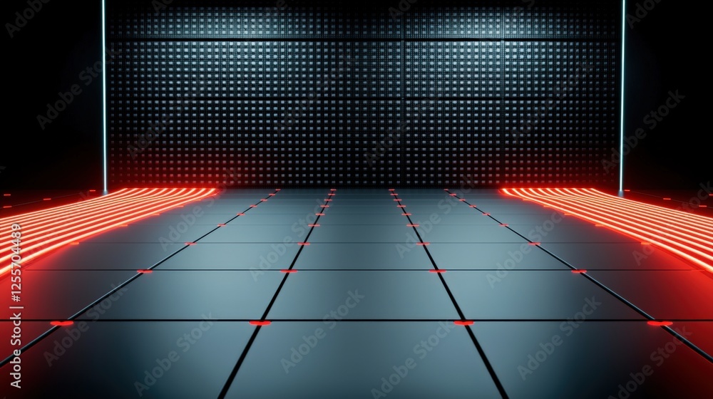 Poster dynamic light display modern studio digital art futuristic environment low angle view visual experie
