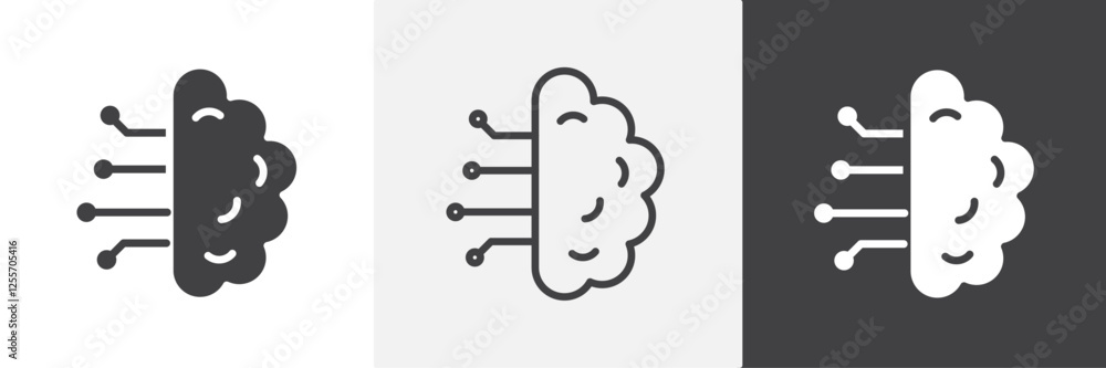 Poster brain circuit vector icons collection graphic designs for ui designs