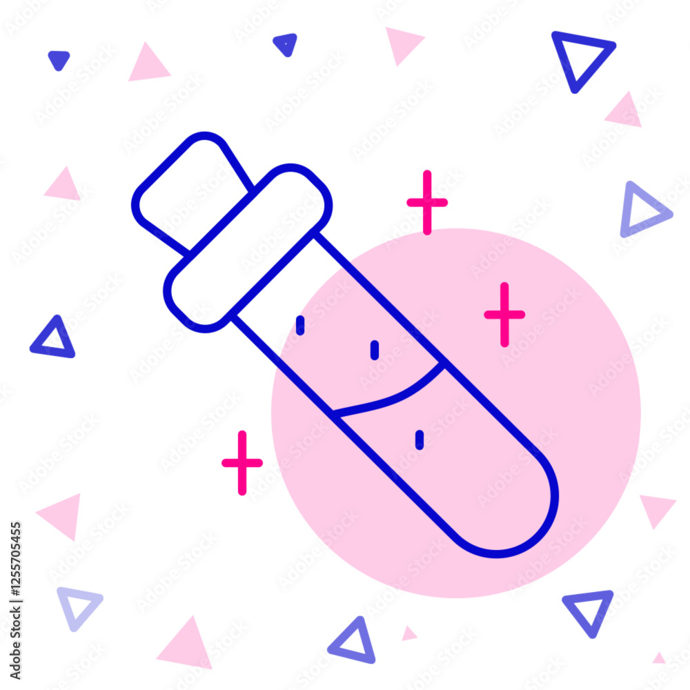 Poster line bottle with potion icon isolated on white background. flask with magic potion. colorful outline