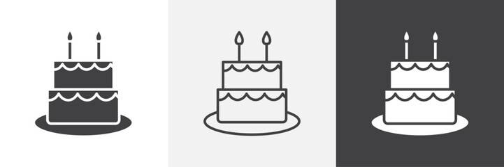 Cake birthday vector icons collection graphic designs for ui designs