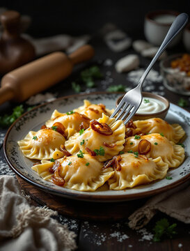 Enjoy the Delicious Homemade Ravioli that is Perfectly Served with a Creamy and Rich Sauce
