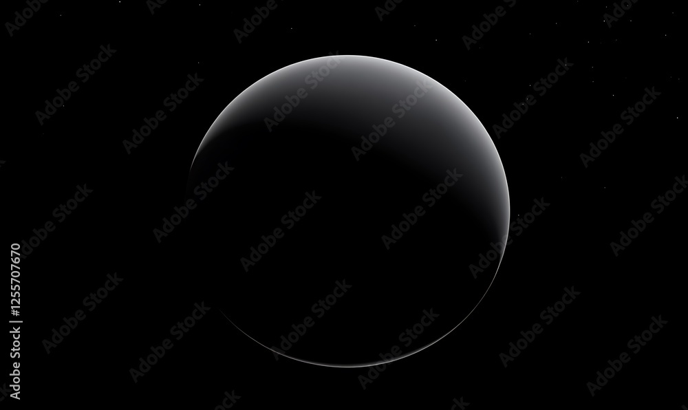 Poster A dark spherical object in space, possibly a planet or moon, set against a black background, emphasizing its subtle features and contours.