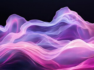 Obraz premium Abstract Digital Landscape with Flowing Pink and Purple Light Waves