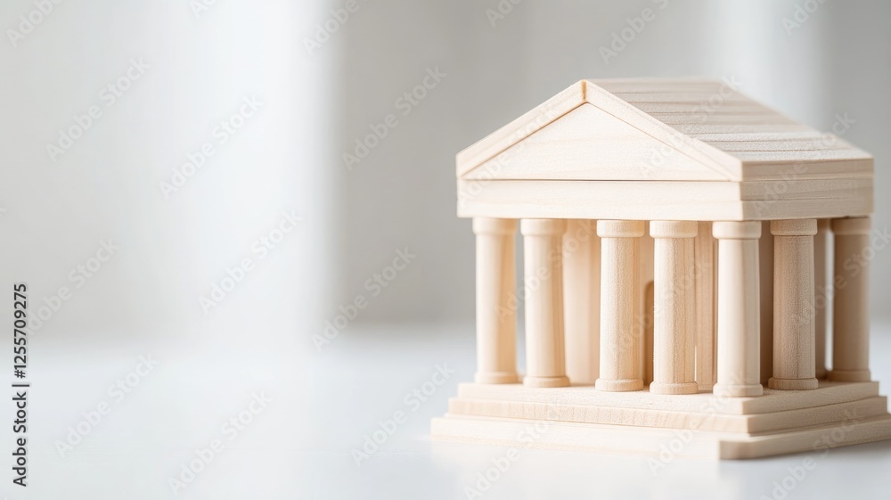 Poster wooden model of classical building with columns
