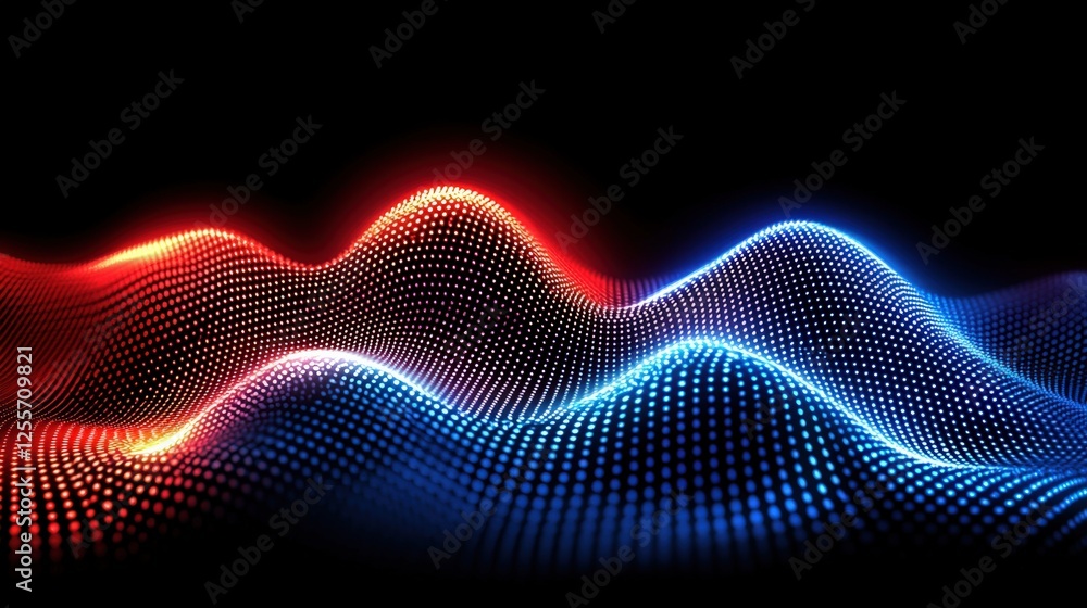 Poster dynamic wave patterns in vibrant colors abstract art concept digital artwork dark background high-co