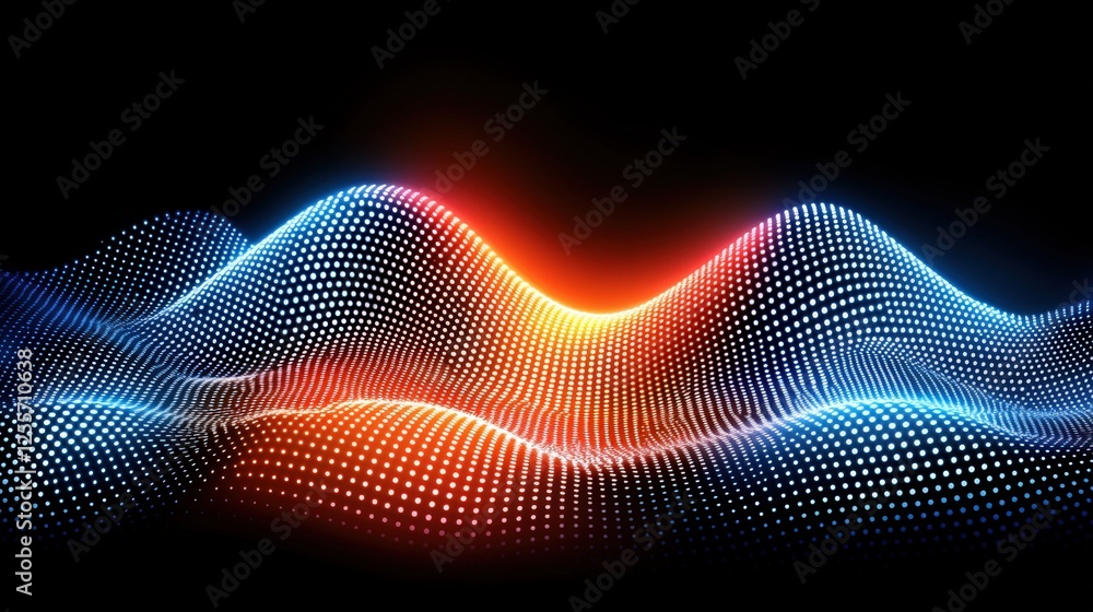 Poster dynamic light waves creating a vivid digital landscape virtual environment abstract art high-contras