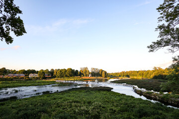 Landscape view with river Venta historic rapid - widest rapid in Europe.