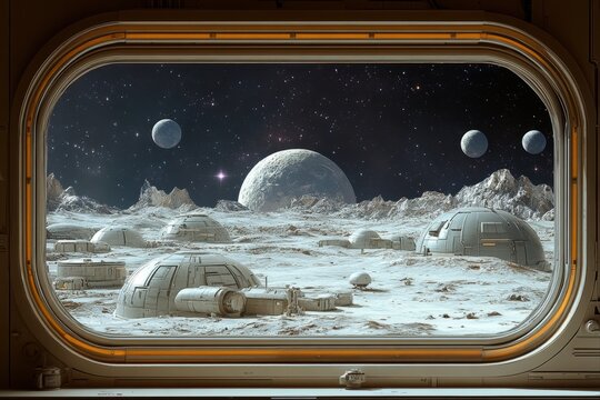 Imaginative cosmic environments futuristic moon bases and alien landscapes in digital art