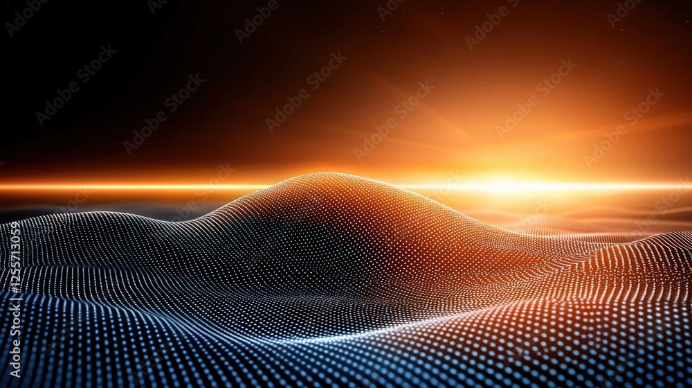 Aufkleber dynamic digital landscape abstract environment 3d visuals futuristic concept sunrise view data visua