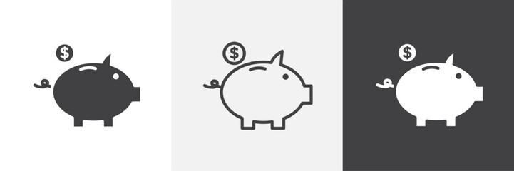 Piggy bank vector icons collection graphic designs for ui designs