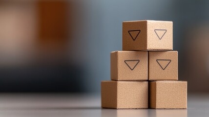 Obraz premium Stacked cardboard boxes forming pyramid on table