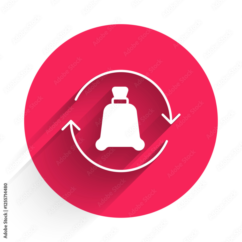 Poster white garbage bag with recycle symbol icon isolated with long shadow background. trash can icon. rec