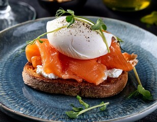 gourmet smoked salmon and poached egg on toast