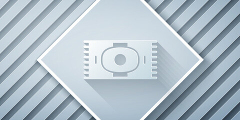 Paper cut Classic carpet icon isolated on grey background. Paper art style. Vector