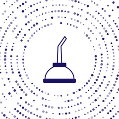 Blue Canister for motor machine oil icon isolated on white background. Oil gallon. Oil change service and repair. Abstract circle random dots. Vector